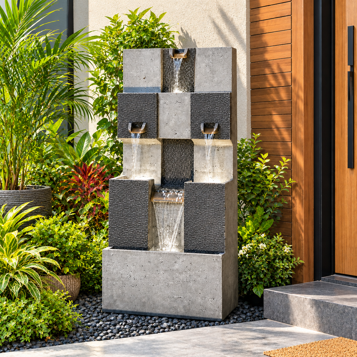 Urban Cascade Water Fountain with LED – 32 Inch