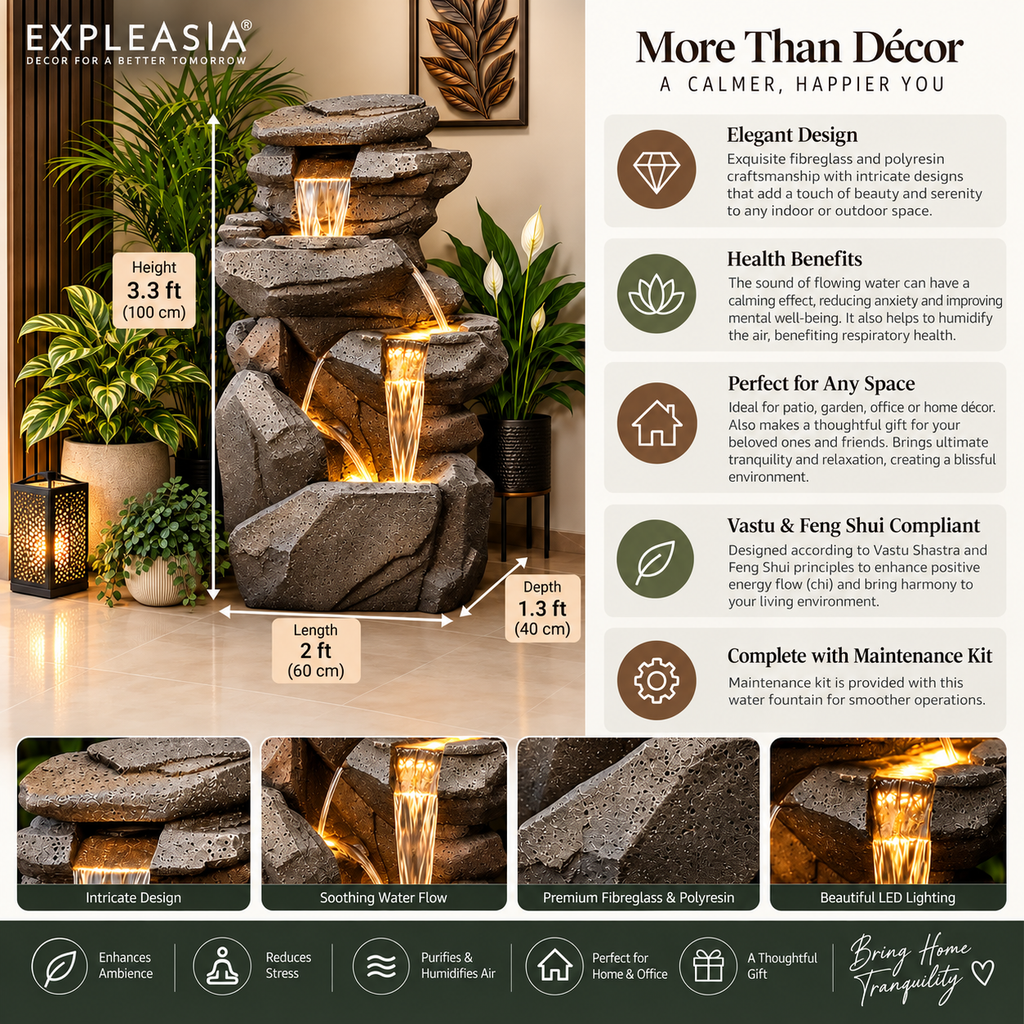 Rock Waterfall Fountain – Big Size | Indoor & Covered Outdoor Décor