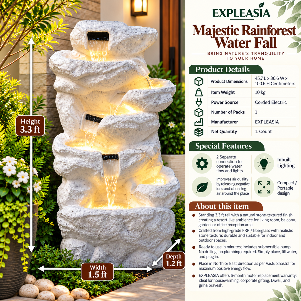 Rainforest Waterfall Fountain for Home | Indoor Décor | EXPLEASIA