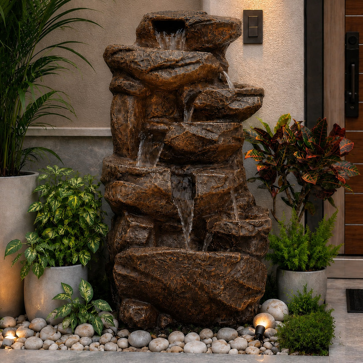 Rainforest Waterfall Fountain - Large Size for Home, Garden & Vastu Harmony