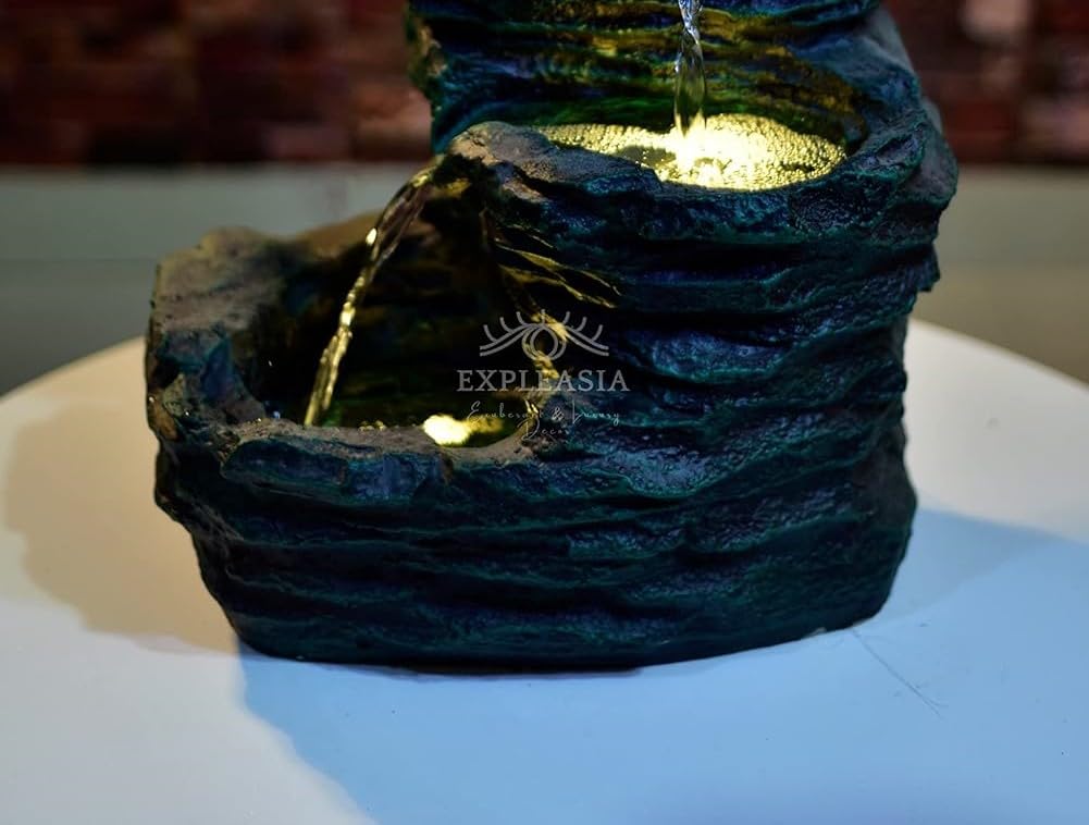 3 Stream Rock Cavern Water Fountain for Home, Water Fountain for Garden, Water Fountain for Living Room, Water Fountain for Home vastu, Fountain for Home décor Waterfall