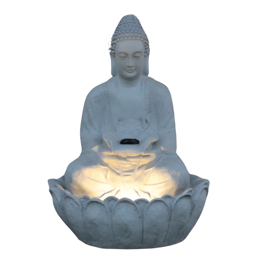 Lotus Buddha Water Fountain for Home, Indoor Fountain Big Size, for Garden, Home vastu, Buddha Fountain with electrcials Warranty, 3 feet