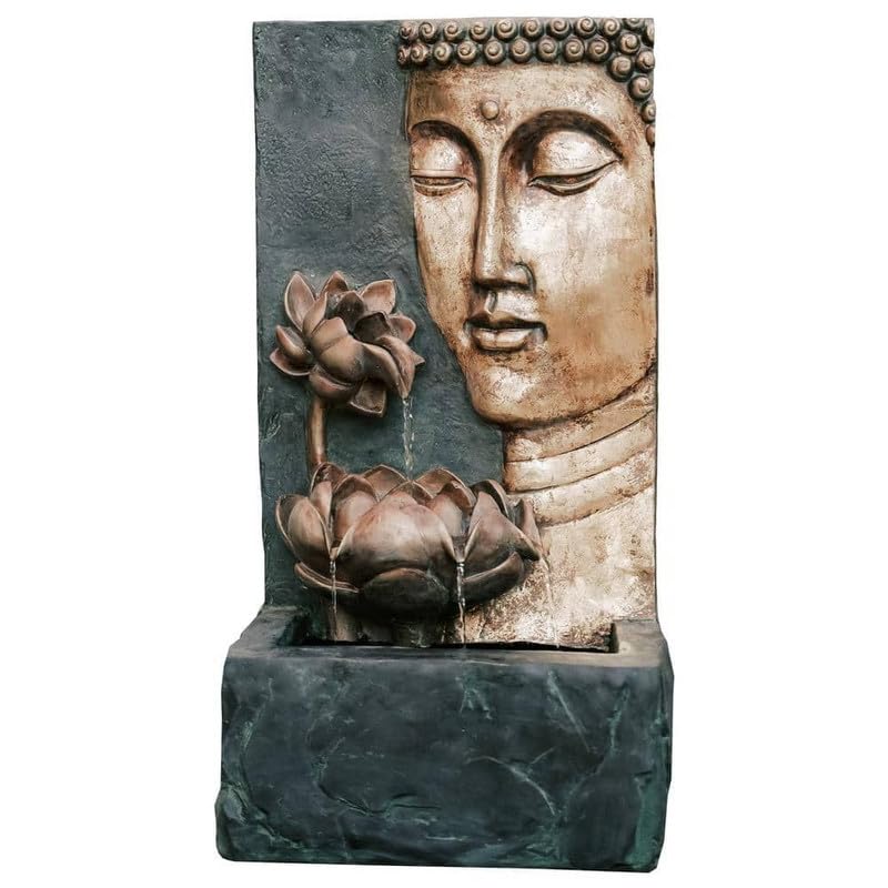 Buddha Face Wall Water Fountain, Buddha Fountain 3 feet, Indoor Water Fountain Big Size, Water Fountain for Garden, Water Fountain for Home vastu, Waterfall Fountain