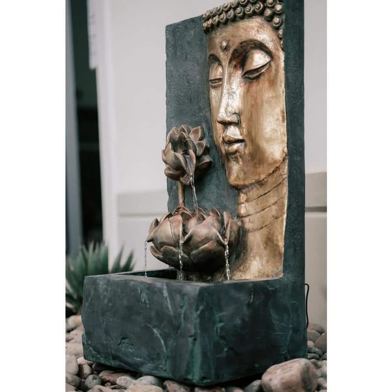 Buddha Face Wall Water Fountain, Buddha Fountain 3 feet, Indoor Water Fountain Big Size, Water Fountain for Garden, Water Fountain for Home vastu, Waterfall Fountain
