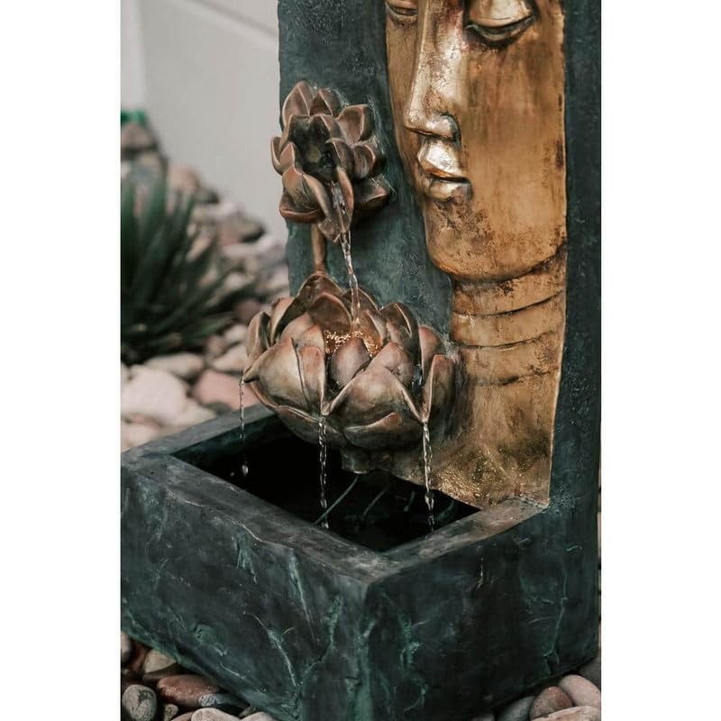 Buddha Face Wall Water Fountain, Buddha Fountain 3 feet, Indoor Water Fountain Big Size, Water Fountain for Garden, Water Fountain for Home vastu, Waterfall Fountain