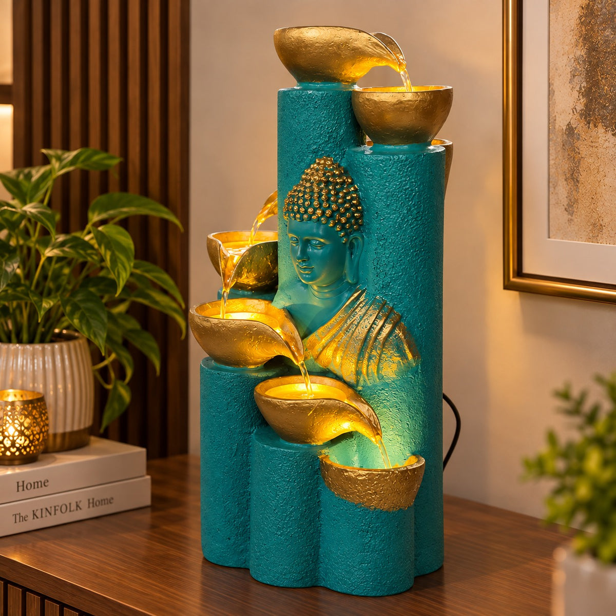 Bamboo Buddha Water Fountain – Elegant Décor for Home, Garden & Vastu