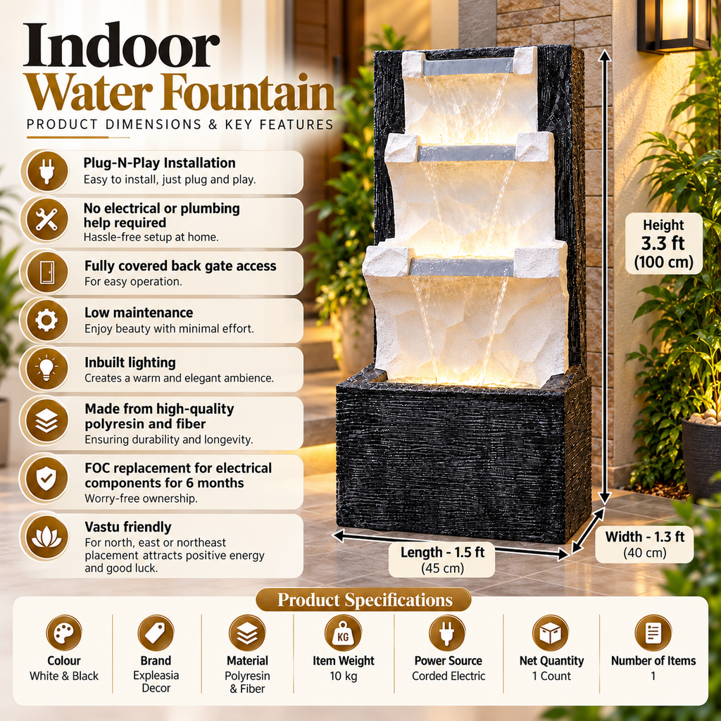 Large Wall Back Water Fountain for Home | EXPLEASIA