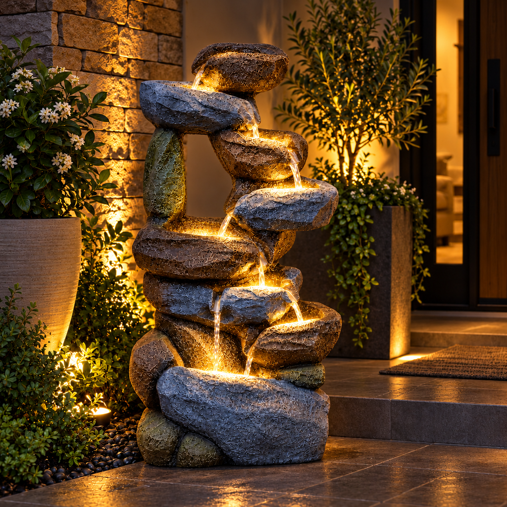 Resting Rock Water Fountain for Home | Indoor & Covered Outdoor