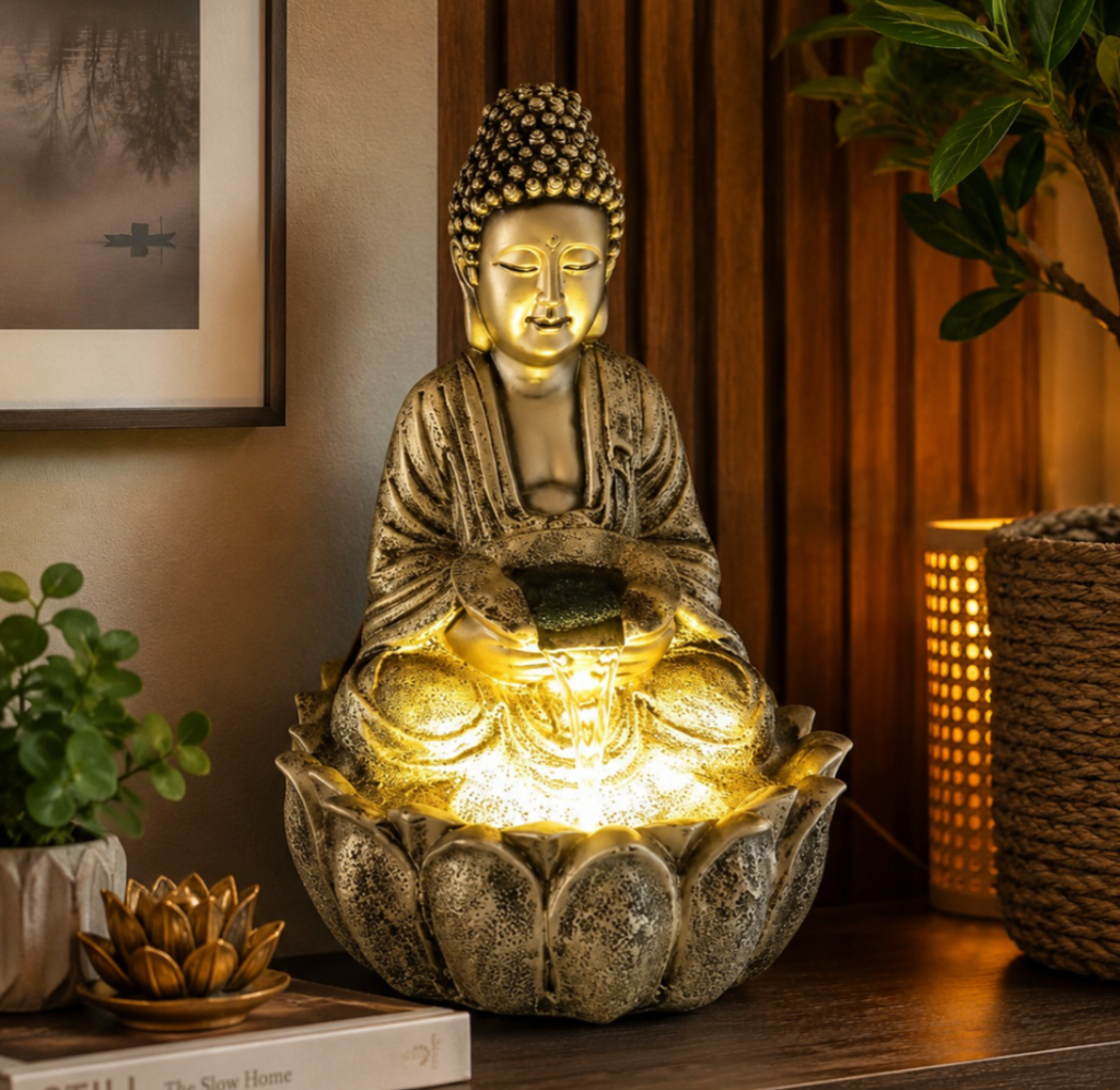 2ft Lotus Buddha Water Fountain for Serene Home & Office Decor