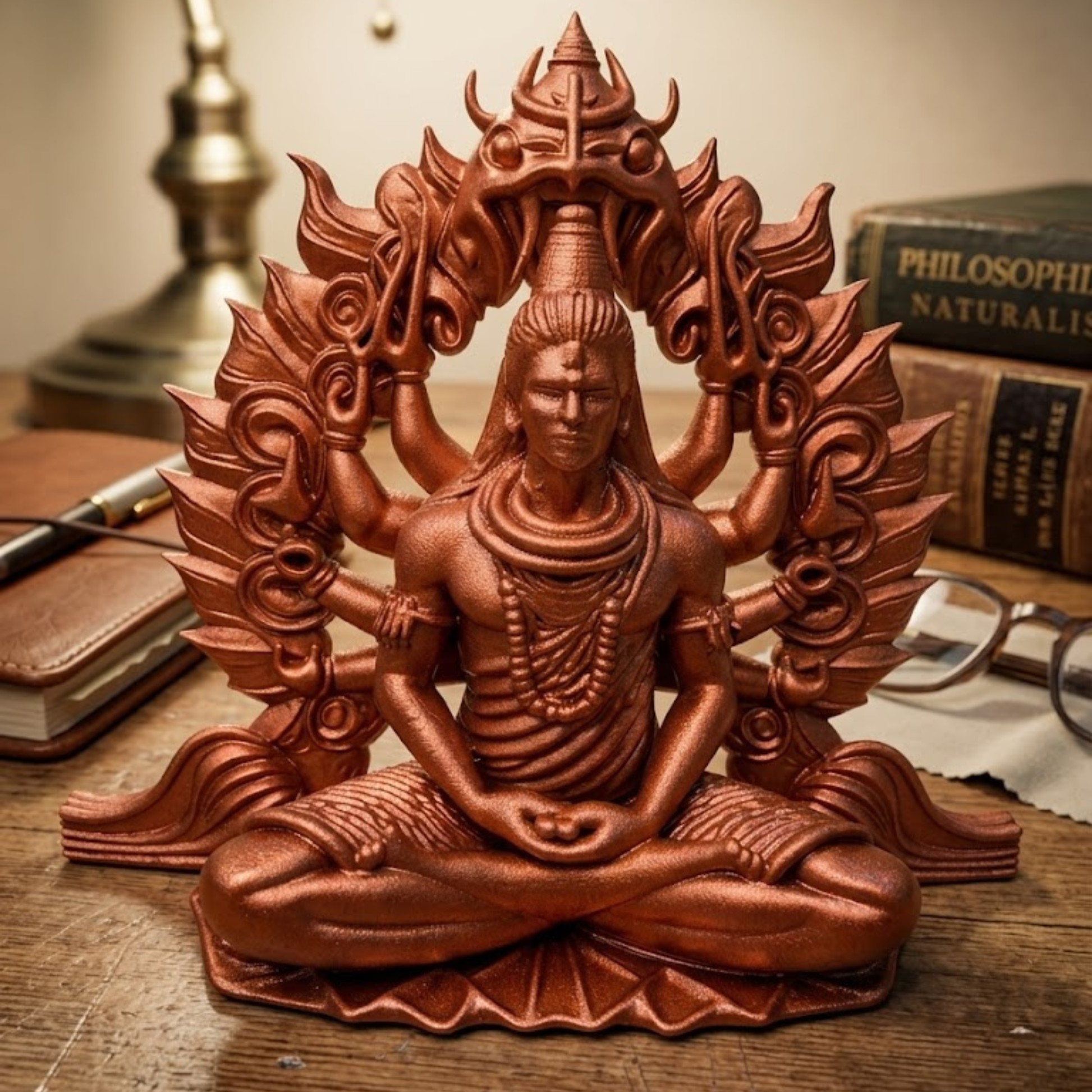 3D Printed Lord Shiva Idol Copper – Front View – Expleasia