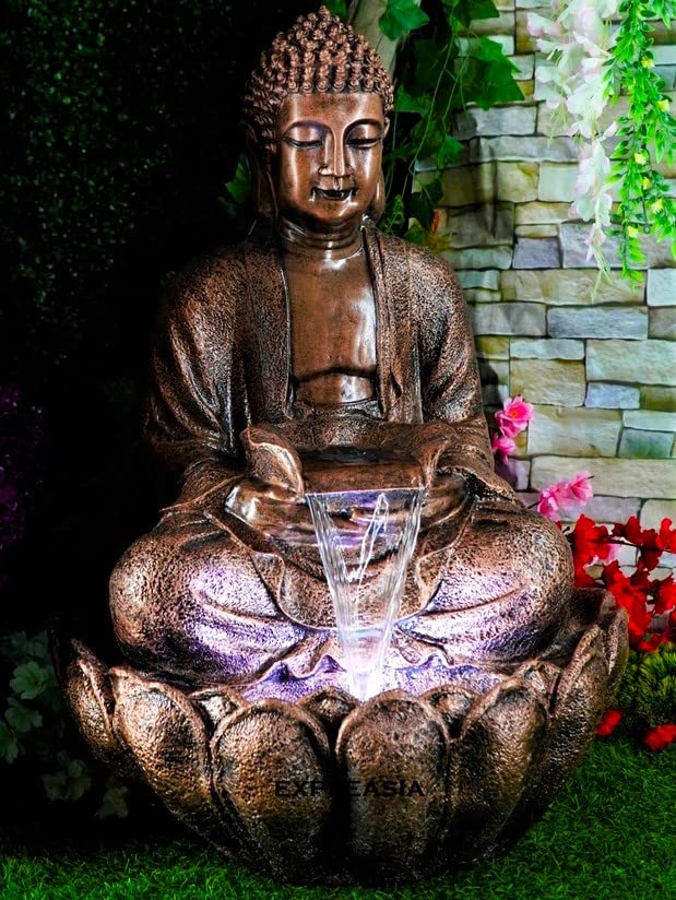 Lotus Buddha Water Fountain for Home, Indoor Fountain Big Size, for Garden, Home vastu, Buddha Fountain with electrcials Warranty, 3 feet