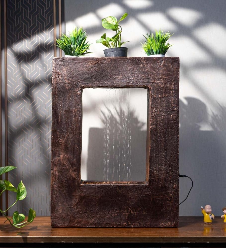 Square Planter Indoor Tabletop Fountain, Water Fountain for Living Room, Water Fountain for Home vastu