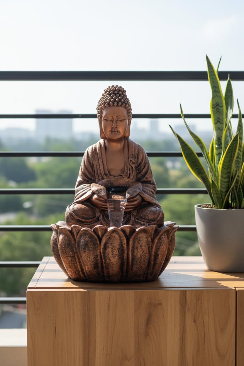 2ft Lotus Buddha Water Fountain for Home, Office, Buddha Water Fountain for Home, Buddha Water Fountain Indoor Home décor, Buddha Fountain Small