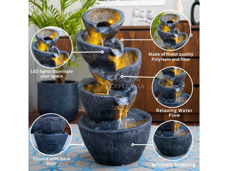 Stacked Pot Water Fountain for Home, Water Fountain for Garden, Water Fountain for Living Room, Water Fountain for Home vastu, Fountain, Fountain for Home décor Waterfall