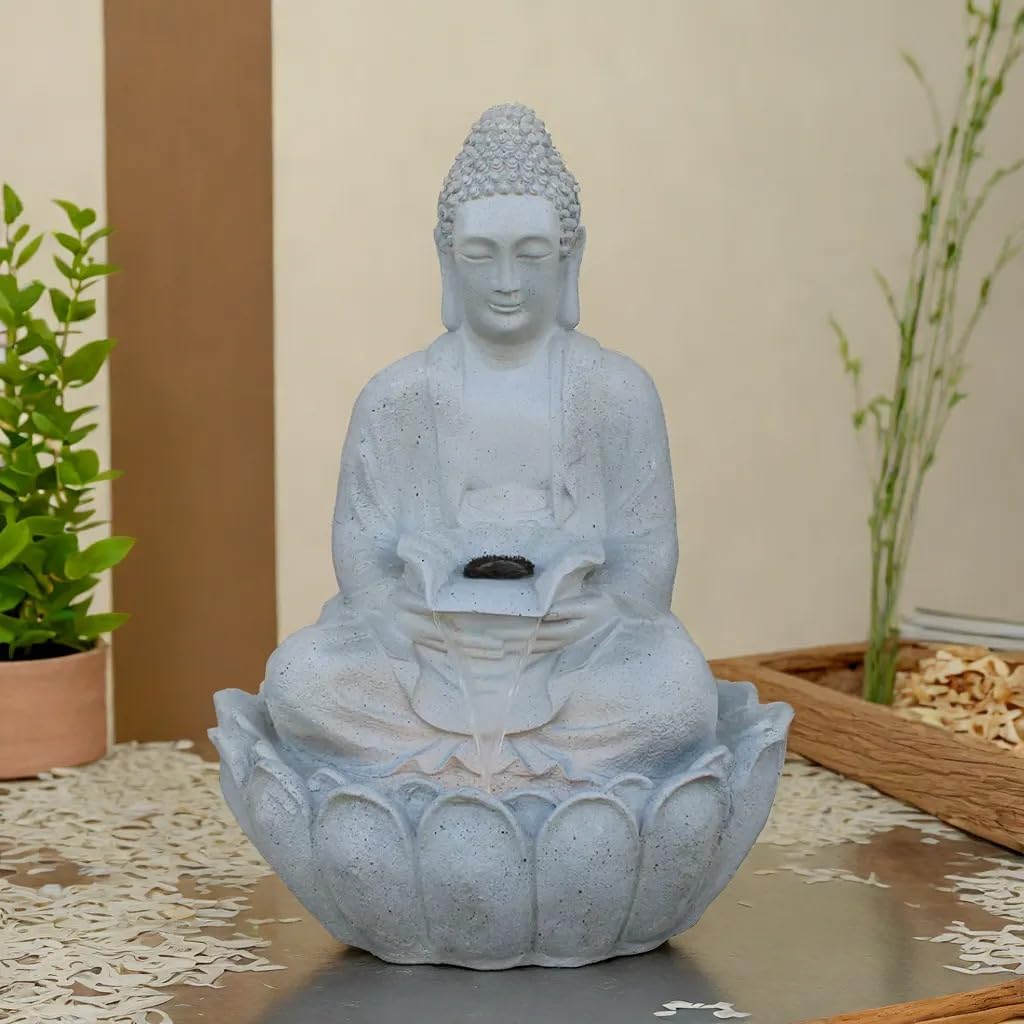 Lotus Buddha Water Fountain for Home, Indoor Fountain Big Size, for Garden, Home vastu, Buddha Fountain with electrcials Warranty, 3 feet
