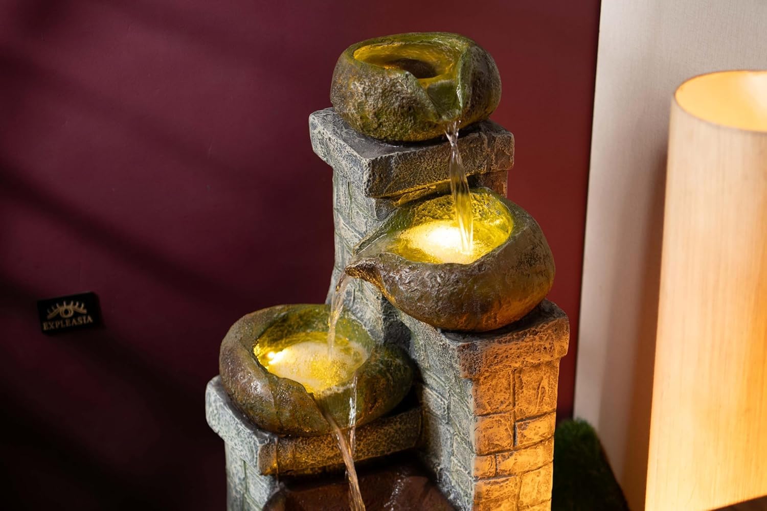 4 Tiered Stone Bowl Water Fountain, Water Fountain for Garden, Water Fountain for Home vastu, Waterfall Fountain Indoor Home décor, Buddha Fountain