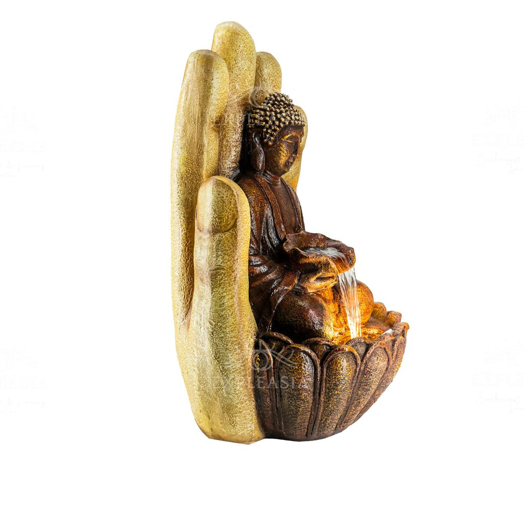 Embossed Palm Buddha Water Fountain for Home, Indoor Water Fountain Big Size, Fountain for Home vastu, Buddha Fountain 3 feet