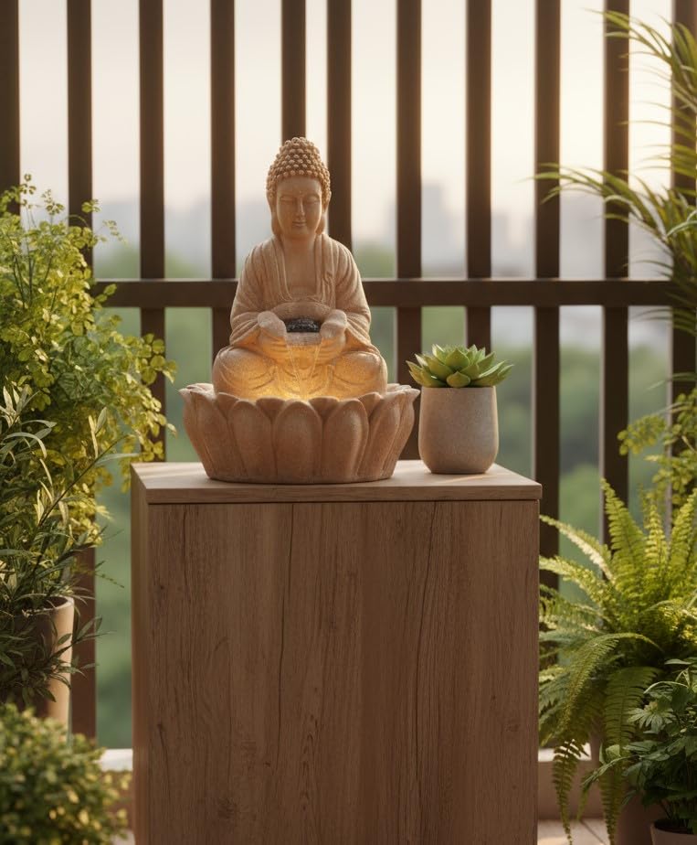 2ft Lotus Buddha Water Fountain for Home, Office, Buddha Water Fountain for Home, Buddha Water Fountain Indoor Home décor, Buddha Fountain Small
