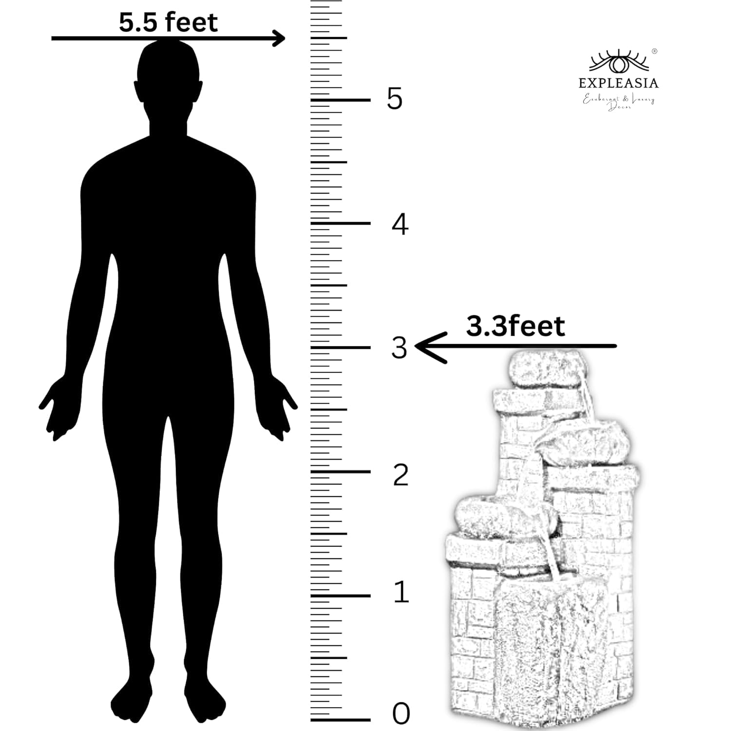 4 Tiered Stone Bowl Water Fountain, Water Fountain for Garden, Water Fountain for Home vastu, Waterfall Fountain Indoor Home décor, Buddha Fountain