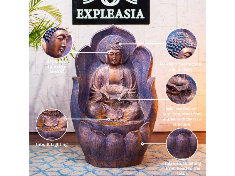 Embossed Leaf Buddha Water Fountain for Home, Office, Garden | Housewarming Gift| with Maintenance Kit| Home Decor Water Fountain, Buddha Water Fountain