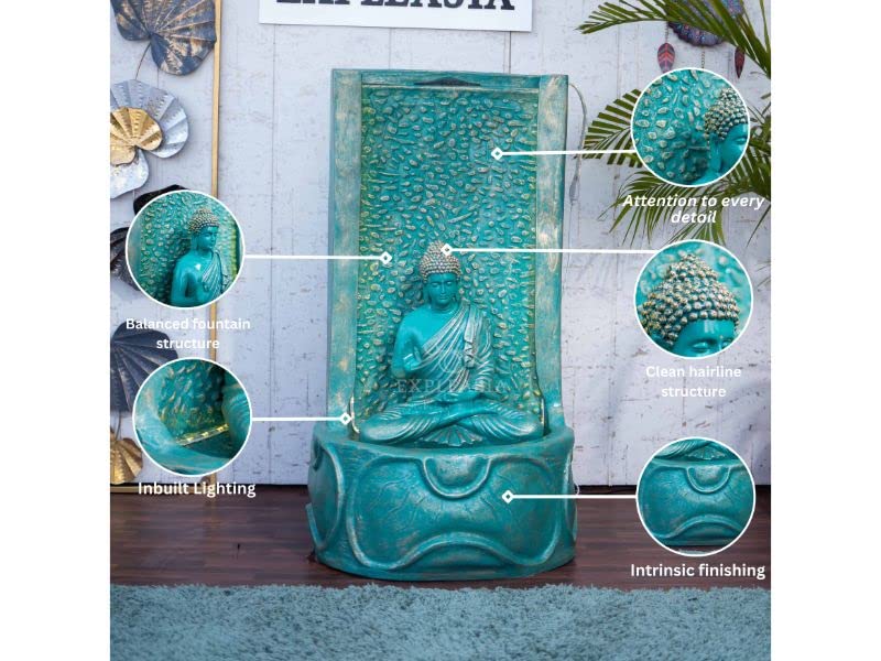 3ft Slate Buddha Water Fountain for Home, Garden, Indoor Fountain Big Size, vastu, Buddha Water Fountain Indoor Home décor