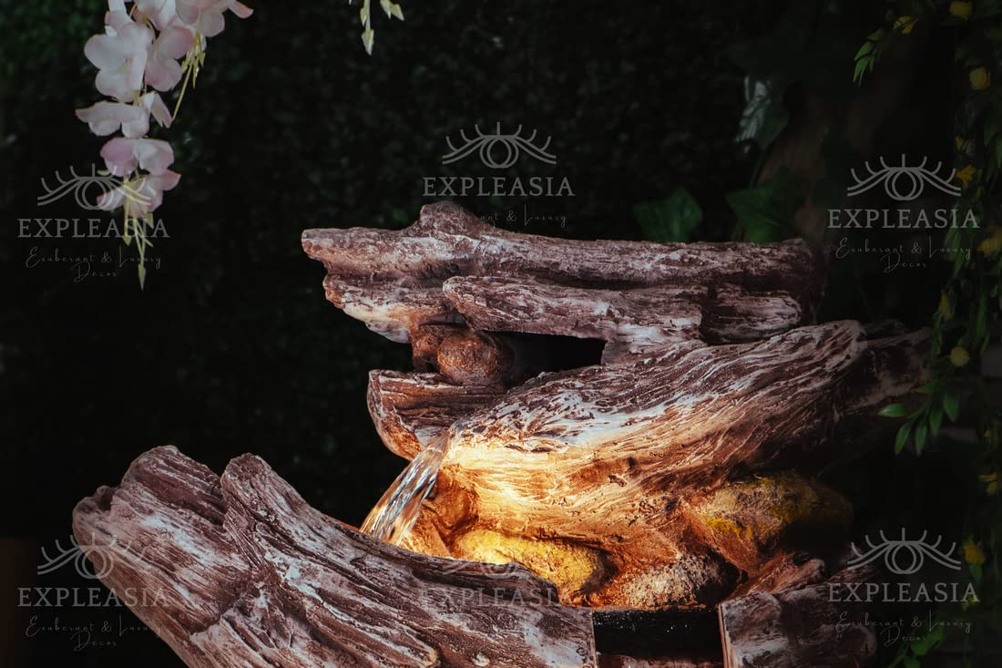 Nature Inspired Woodstone Water Fountain for Home & Garden, Indoor/Outdoor Waterfall, Big Size