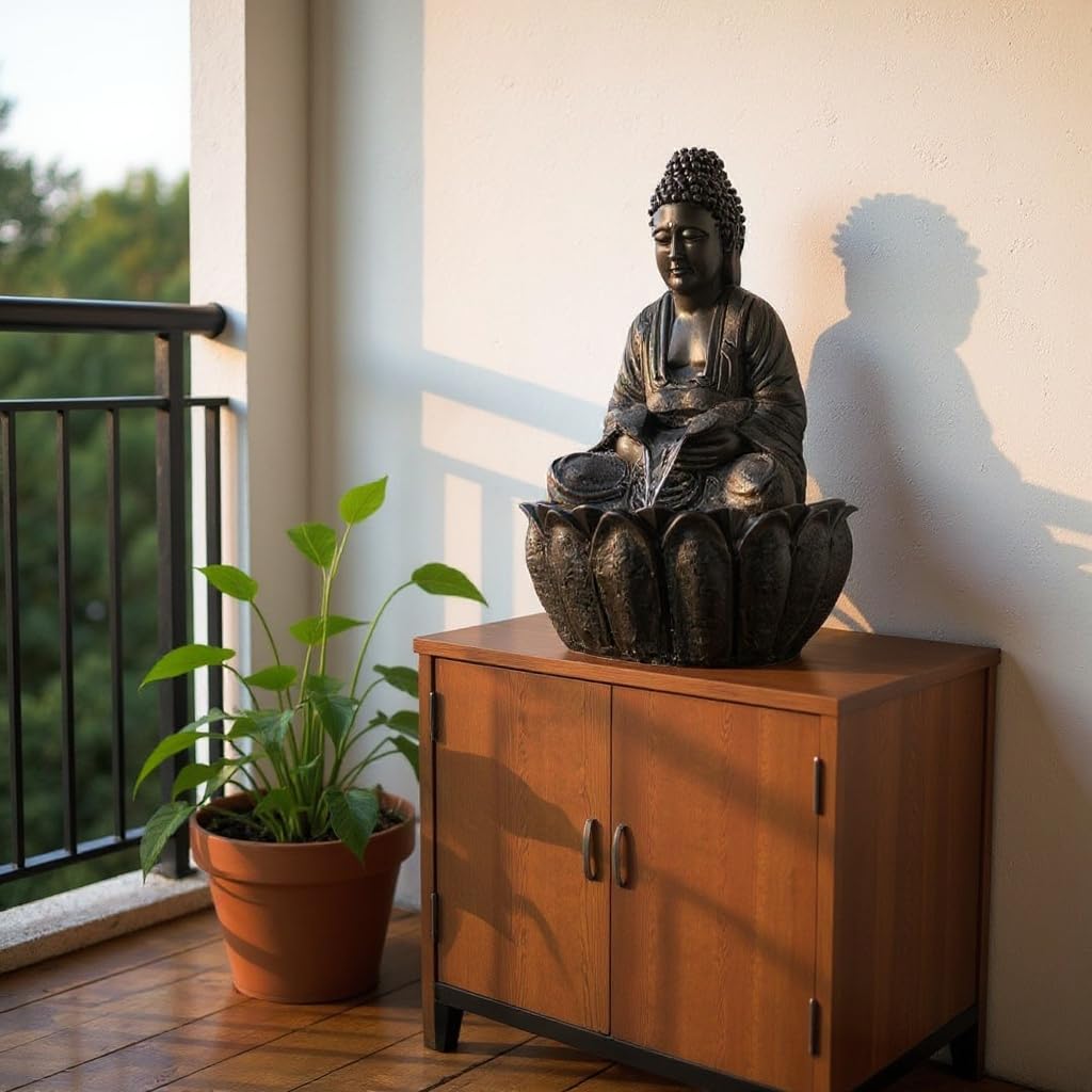 2ft Lotus Buddha Water Fountain for Home, Office, Buddha Water Fountain for Home, Buddha Water Fountain Indoor Home décor, Buddha Fountain Small