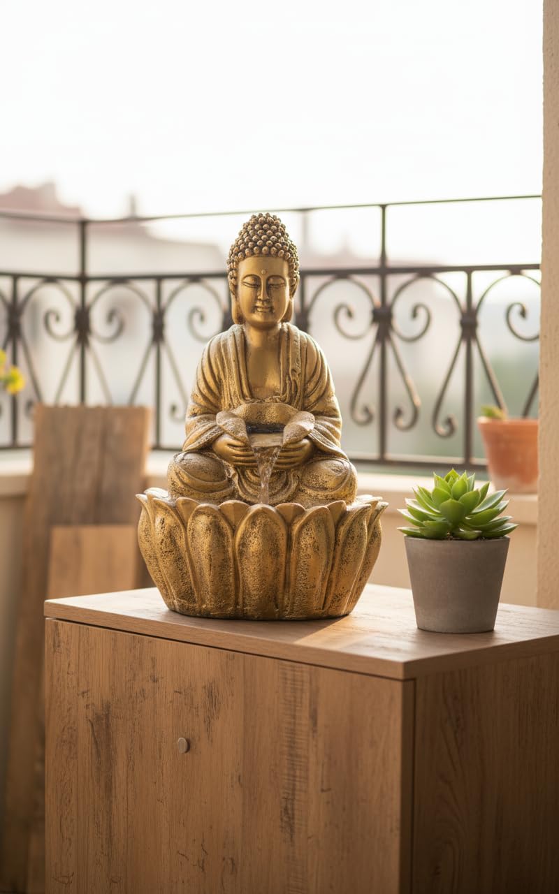 2ft Lotus Buddha Water Fountain for Home, Office, Buddha Water Fountain for Home, Buddha Water Fountain Indoor Home décor, Buddha Fountain Small