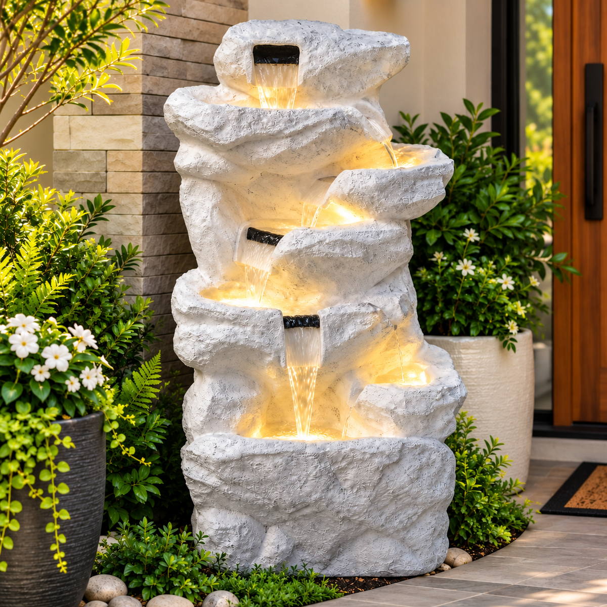 Rainforest Waterfall Fountain - Large Size for Home, Garden & Vastu Harmony