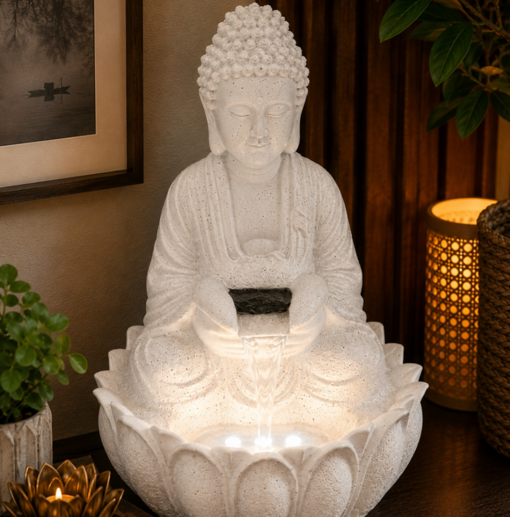 2ft Lotus Buddha Water Fountain for Serene Home & Office Decor