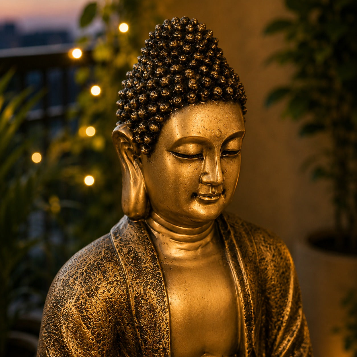 4.5 ft Buddha Lotus Water Fountain with 1.5ft Stand – 4.5ft Floor Standing Fountain for Home, Living Room & Garden