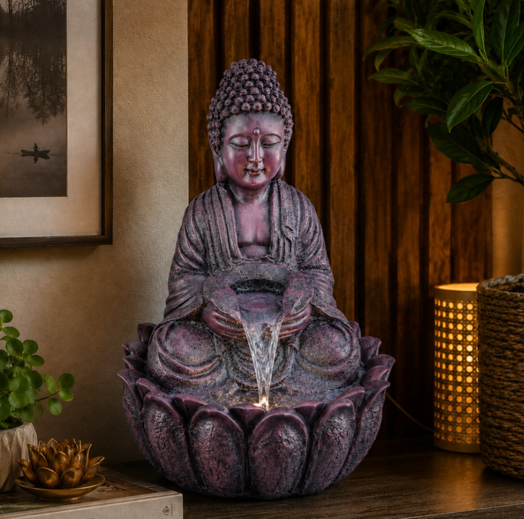 2ft Lotus Buddha Water Fountain for Serene Home & Office Decor