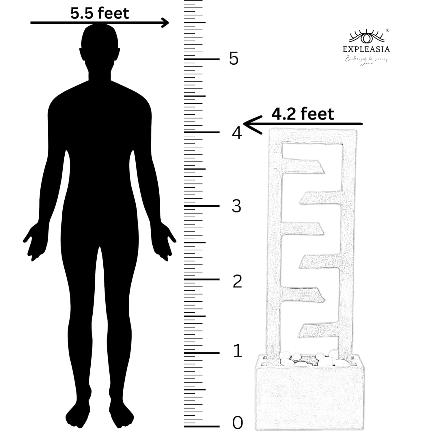 4Ft Zigzag Indoor Water Fountain For Home,Vastu,Fountain For Home Décor Waterfall,Indoor Water Fountain For Home Décor Big Size