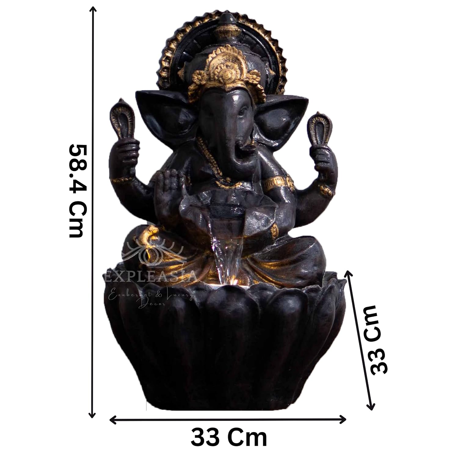 Table Top 2ft Lotus Ganesha Water Fountain for Home, Indoor Water Fountain, Water Fountain for Home vastu, Ganesha Fountain for Home décor Waterfall