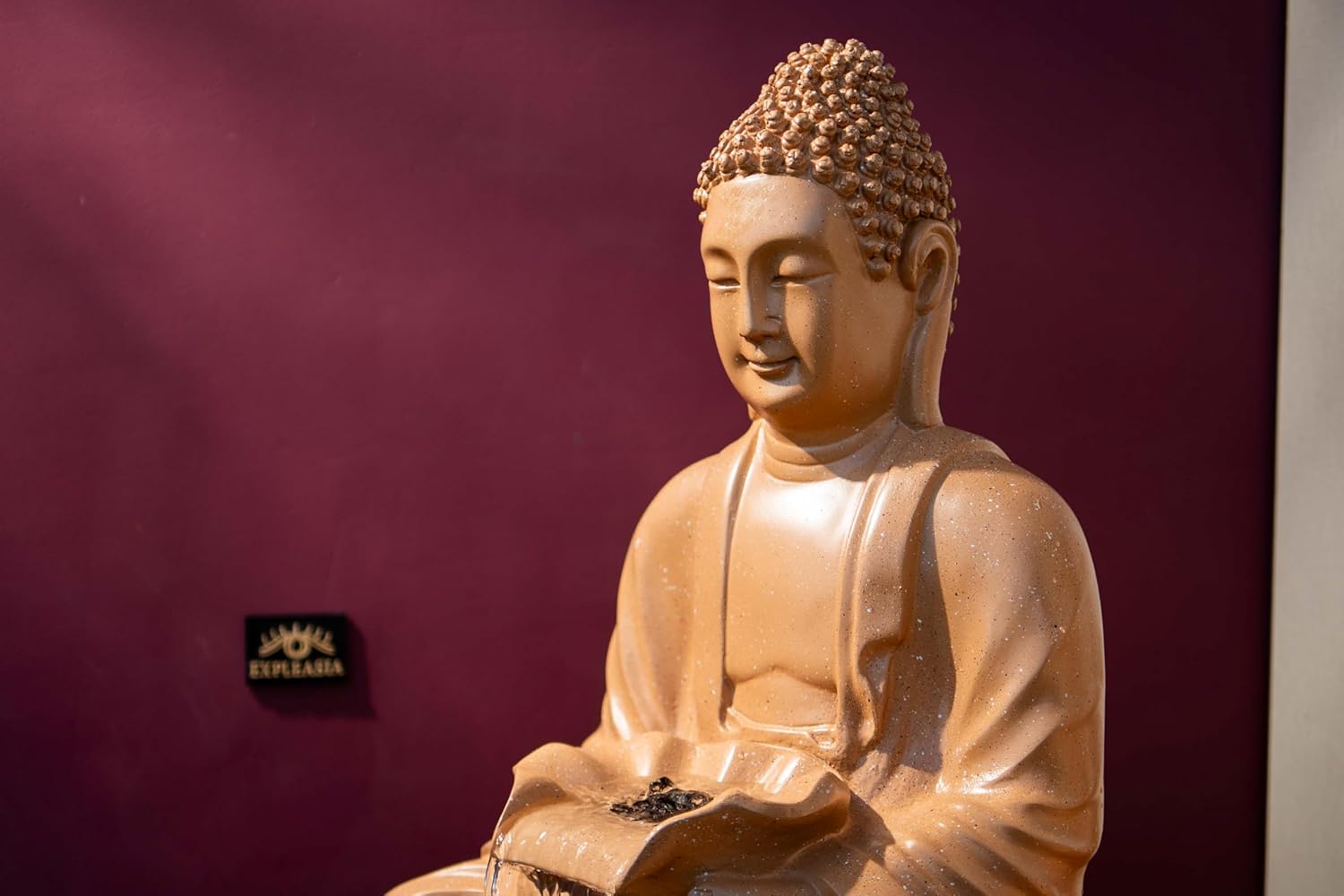 Double Lotus Buddha Water Fountain for Home, Office, Garden water fountain for home decor with warranty on electrical parts, Clear hariline, intricate finishing