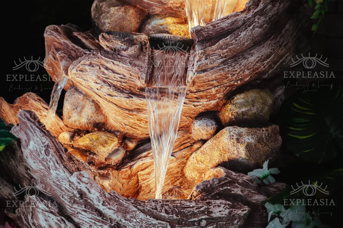 Nature Inspired Woodstone Water Fountain for Home & Garden, Indoor/Outdoor Waterfall, Big Size