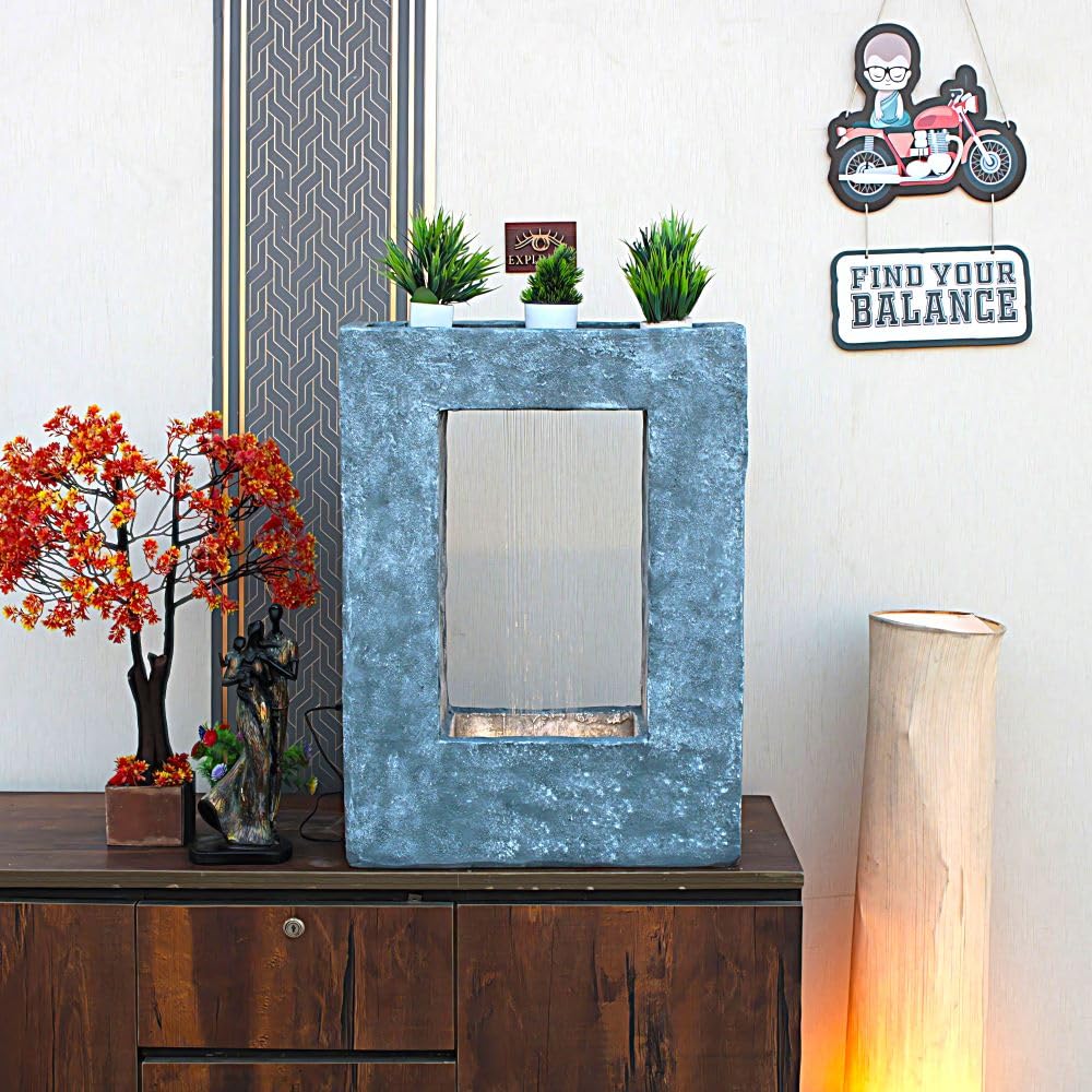 Square Planter Indoor Tabletop Fountain, Water Fountain for Living Room, Water Fountain for Home vastu