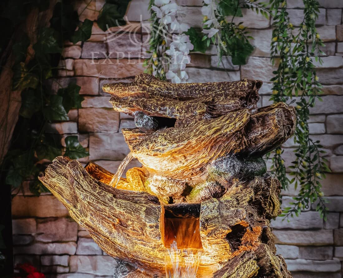 Nature Inspired Woodstone Water Fountain for Home & Garden, Indoor/Outdoor Waterfall, Big Size
