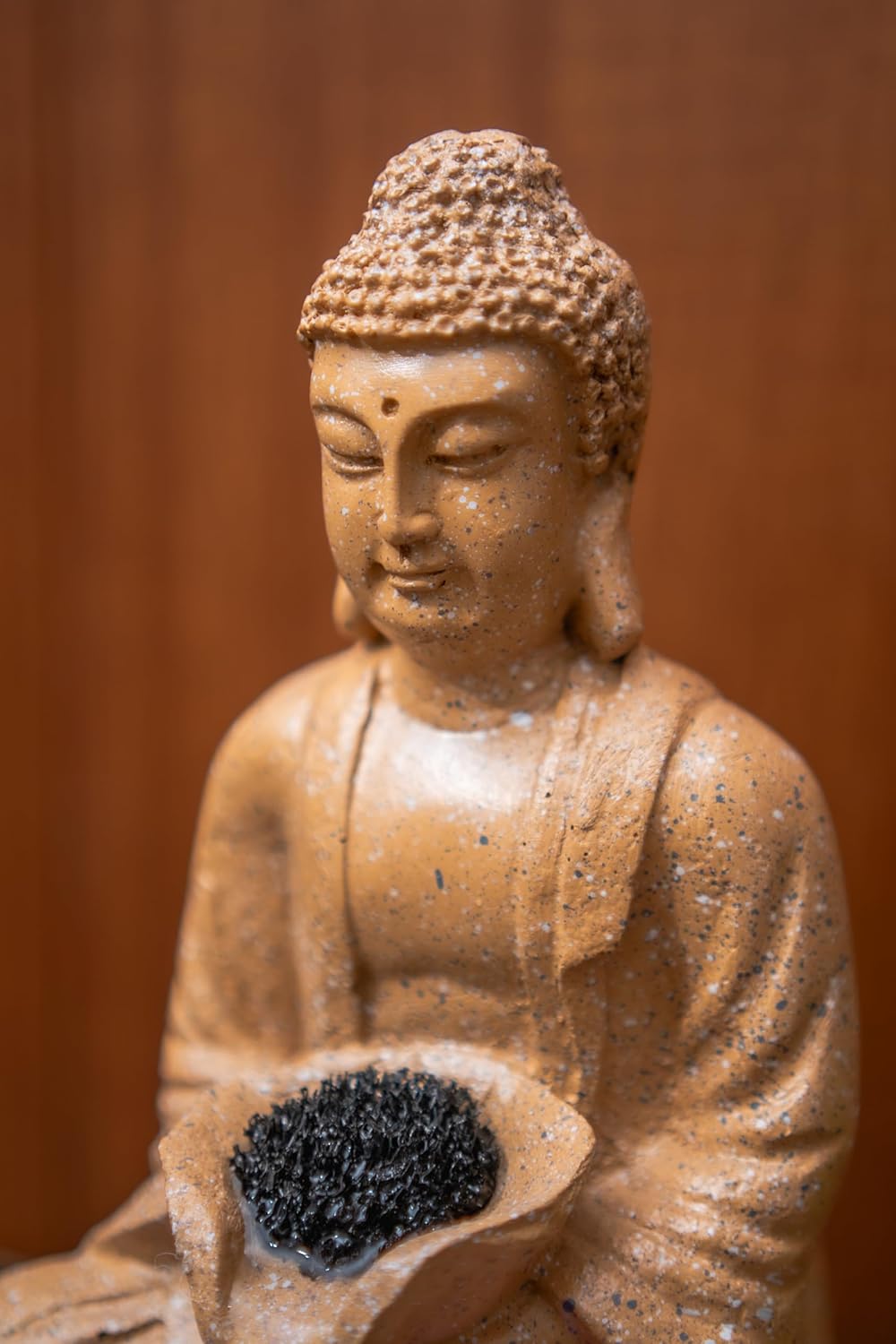 Mini Divine Lotus Buddha Water Fountain for Table Decor | Living Room Decor | Gift Items | Home & Office Decor Item | Buddha Water Fountain | Table top Water Fountain (Beige)