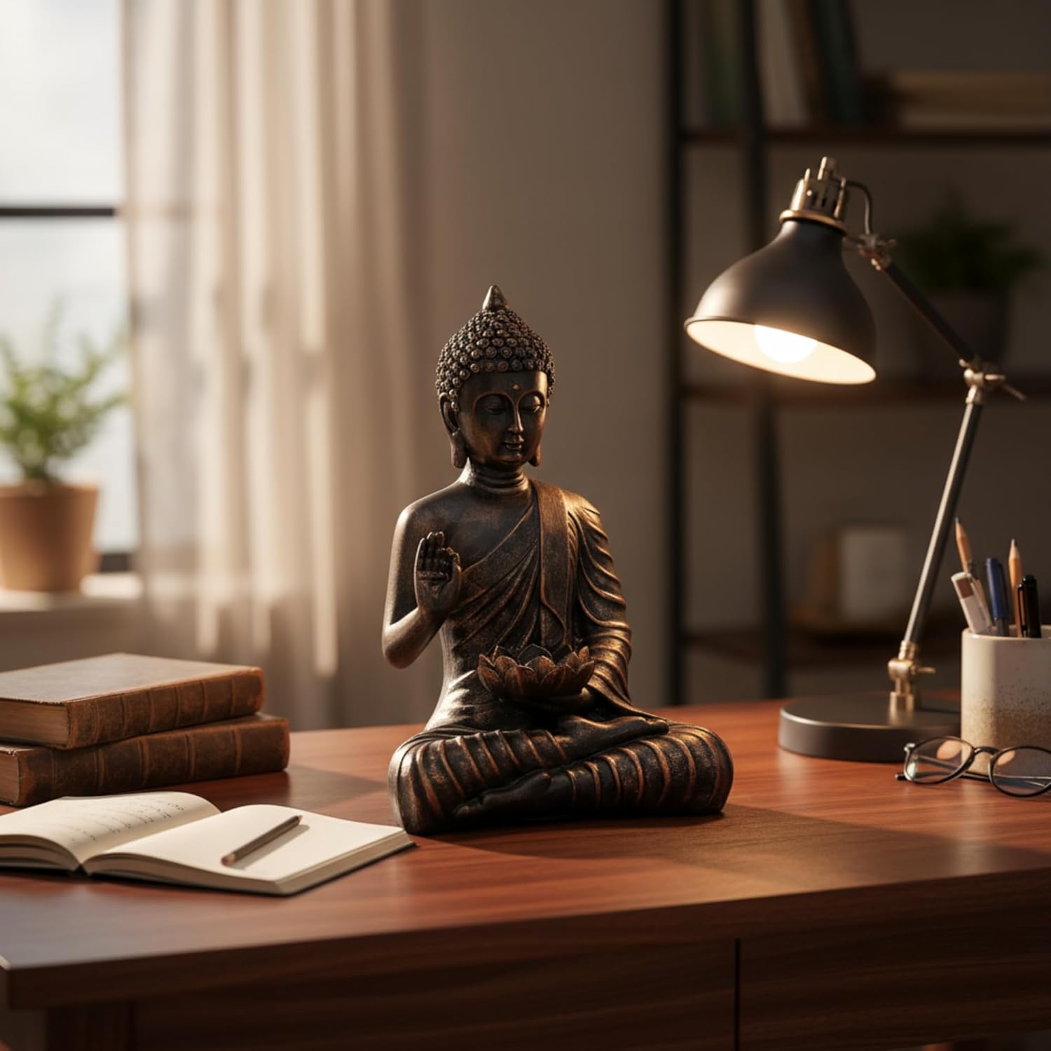 Buddha Statue with a Tea Light in Hand is a Beautiful and Serene Addition to Any Living Room, Bedroom or Office Space | Buddha | Buddha for Home Decor (Antique Copper))