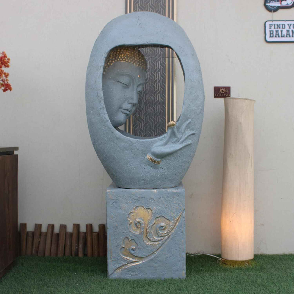 Buddha Face Shower Water Fountain with Stand – Light Grey (4ft)