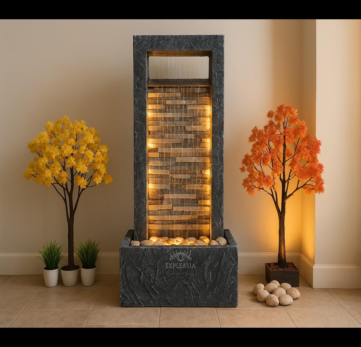 4Ft Rippled Slate Water Fall, Water Fountain For Home Big Size, Water Fountain For Home Vastu, Fountain For Home Decor Waterfall