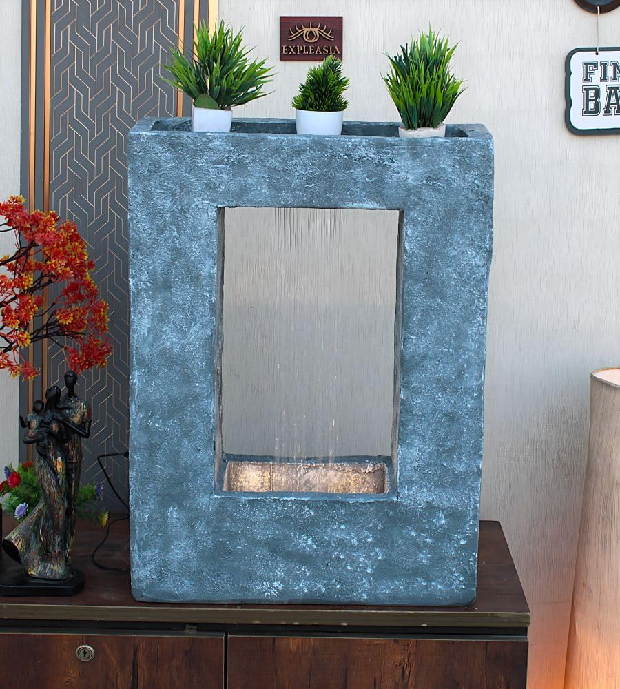Square Planter Indoor Tabletop Fountain, Water Fountain for Living Room, Water Fountain for Home vastu