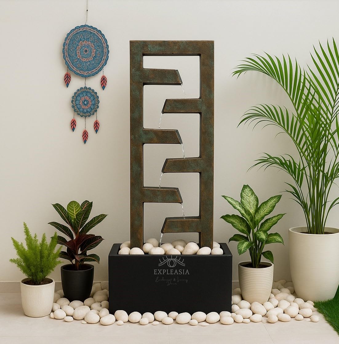 4Ft Zigzag Indoor Water Fountain For Home,Vastu,Fountain For Home Décor Waterfall,Indoor Water Fountain For Home Décor Big Size