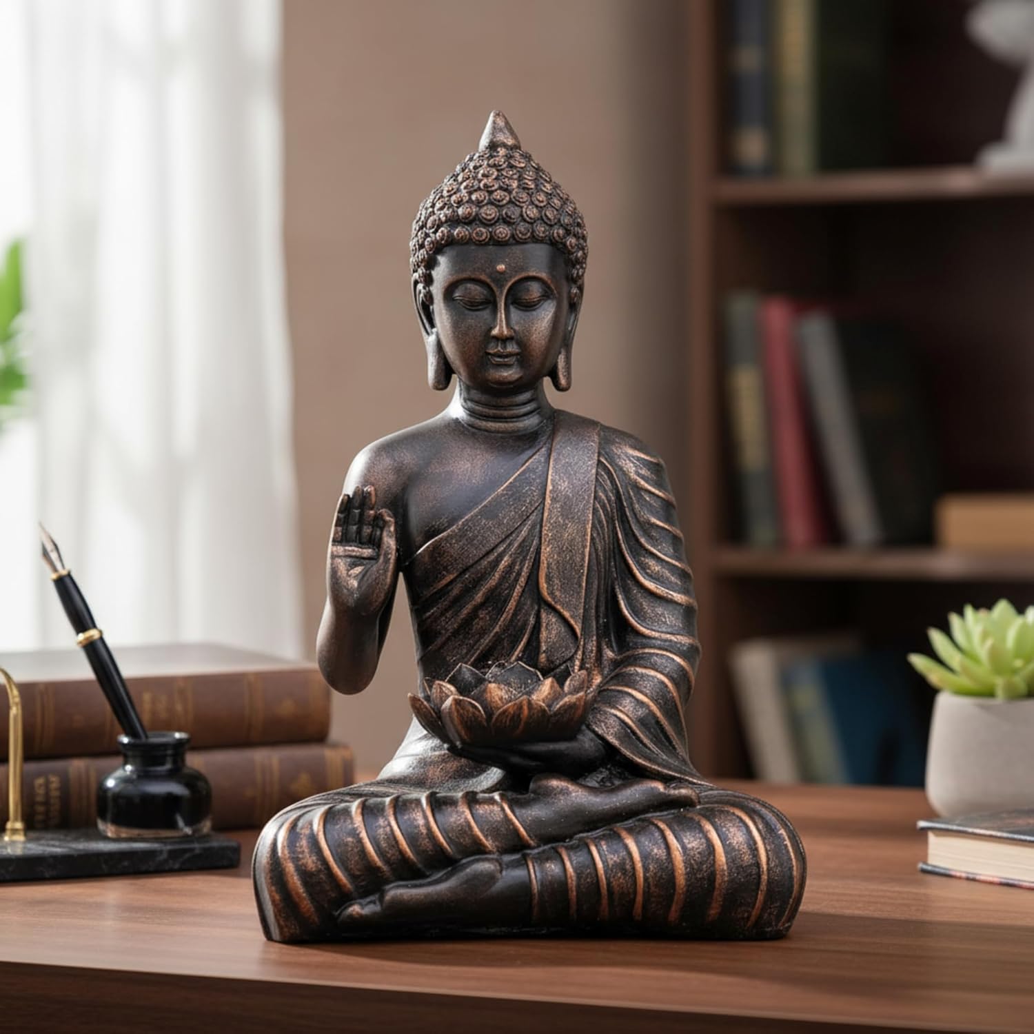 Buddha Statue with a Tea Light in Hand is a Beautiful and Serene Addition to Any Living Room, Bedroom or Office Space | Buddha | Buddha for Home Decor