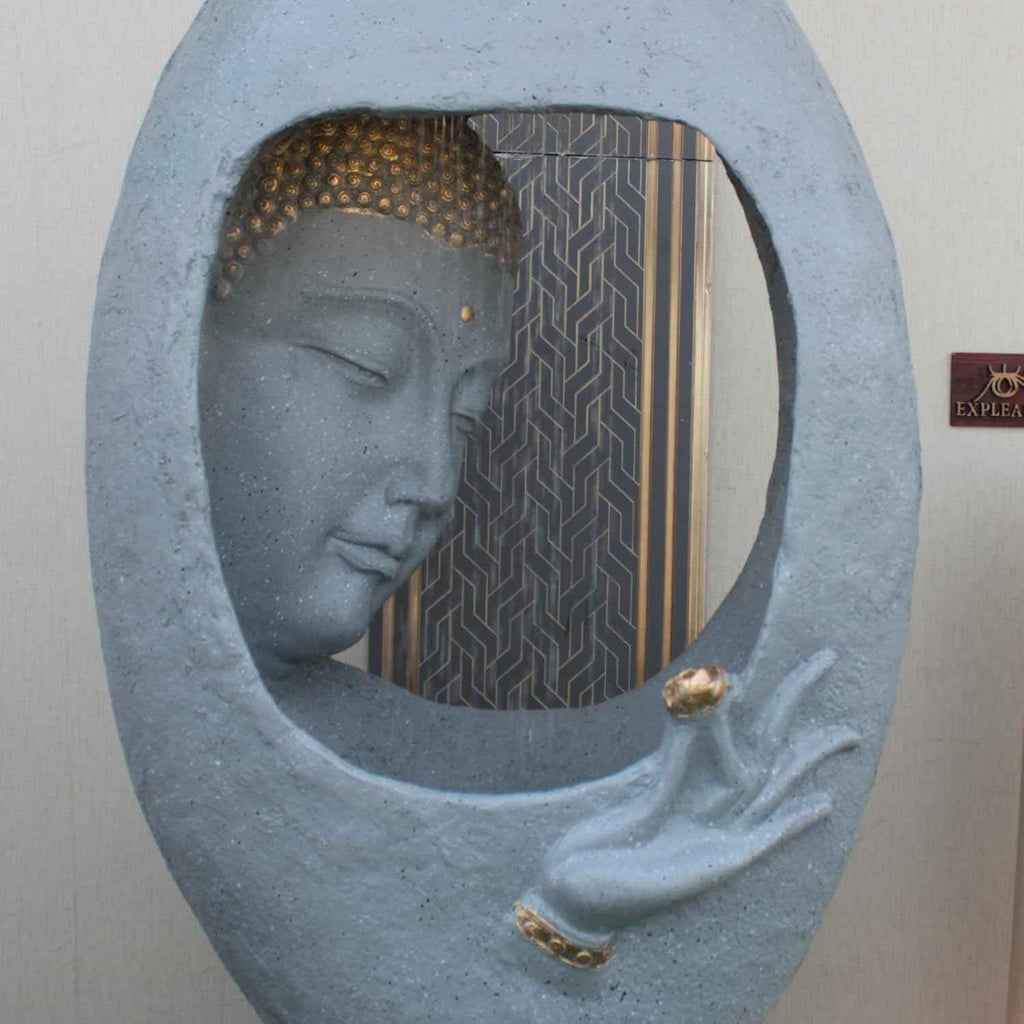 Buddha Face Shower Water Fountain with Stand – Light Grey (4ft)