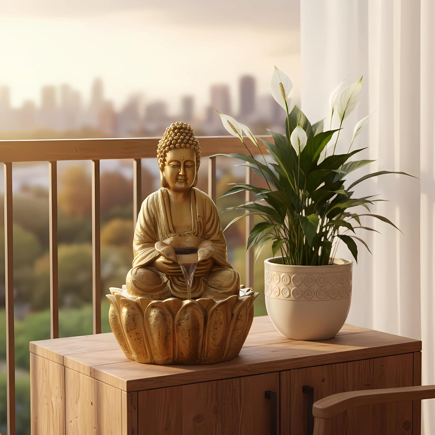 2ft Lotus Buddha Water Fountain for Home, Office, Buddha Water Fountain for Home, Buddha Water Fountain Indoor Home décor, Buddha Fountain Small