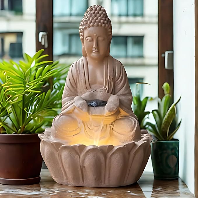 2ft Lotus Buddha Water Fountain for Home, Office, Buddha Water Fountain for Home, Buddha Water Fountain Indoor Home décor, Buddha Fountain Small