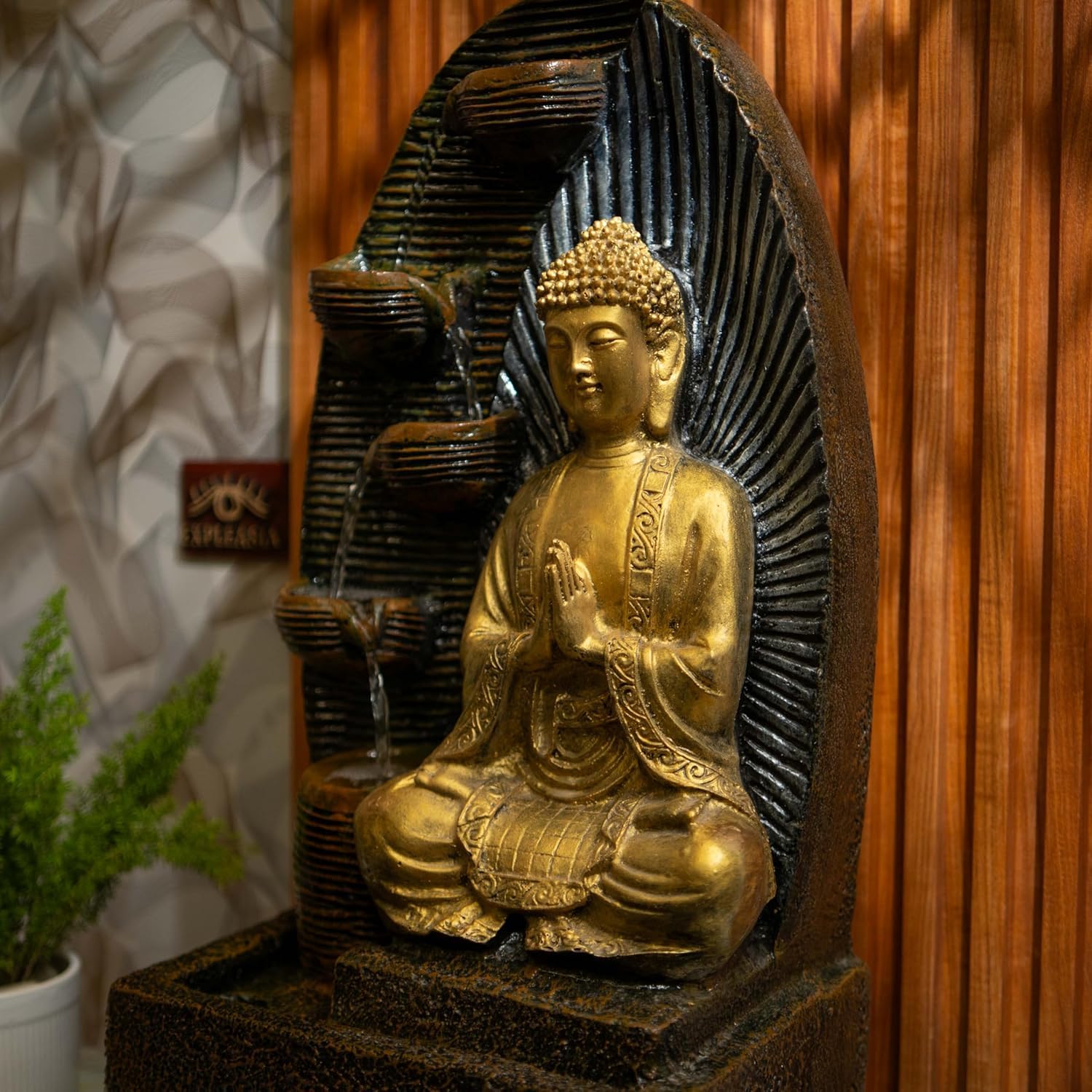 5 Tier Sitting Buddha Water Fountain, Indoor Fountain Big Size, Water Fountain for Home vastu, Waterfall Fountain Indoor Home décor, Buddha Idol