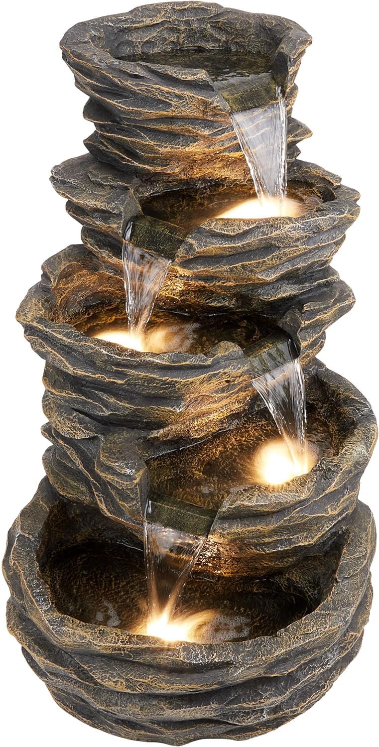 5 Tier Rock Fountain for Garden, Water Fountain for Home vastu, Fountain for Home décor Waterfall, Water Fountain for Home Big Size